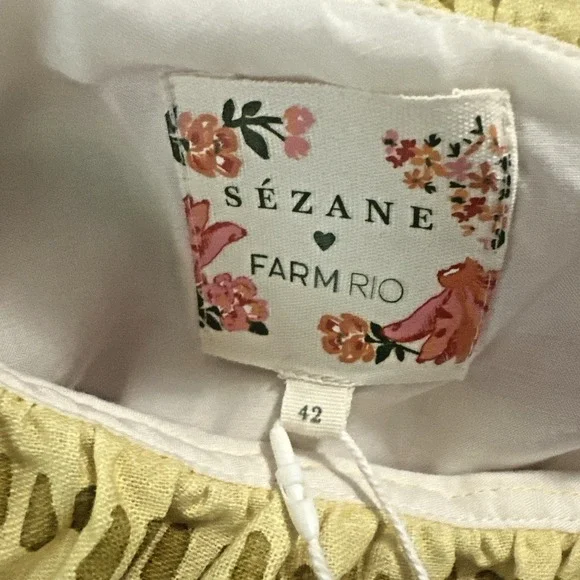 Sezane X Farm Rio Size US 10 Parioca Blouse One Shoulder Floral Crop Tropical - Picture 13 of 13